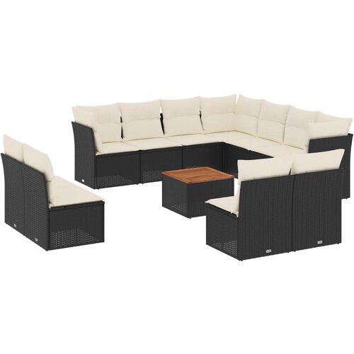  12-dijelni set vrtnih sofa od poliratana s jastucima crni Slike