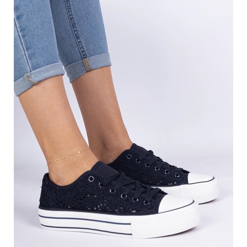 Gemre Navy blue women&amp;#039;s lace-up sneakers Fernansis Slike
