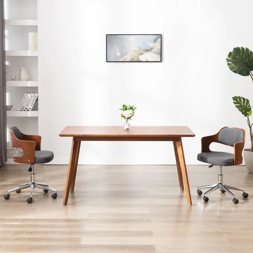 vidaXL Vrtljiv jedilni stol siv ukrivljen les in blago, (20699160)