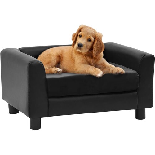 VidaXL Sofa za pse crna 60 x 43 x 30 cm od pli&amp;scaron;a i umjetne kože Slike