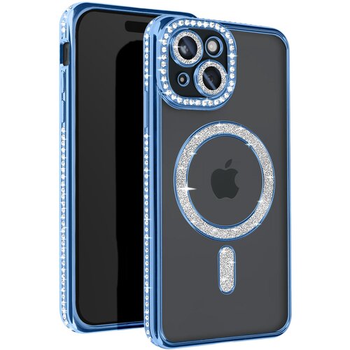 AVIZAR diamond case za iphone 15 za&scaron;čita magsafe contour strass, svetlo modra, (5000015924) Cene
