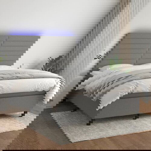 The Living Store Box spring postelja z vzmetnico LED temno siva 140x200 cm blago - Box Spring Postelja, (21521621) Cene