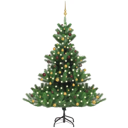  Umjetno božićno drvce kavkaska jela LED i kuglice zeleno 210cm