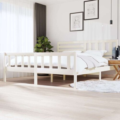  Za krevet od masivnog drva bijeli 200 x 200 cm Slike