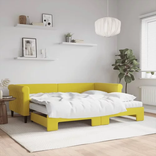 vidaXL Izvlečna dnevna postelja z vzmetnicami rumena 90x200 cm žamet
