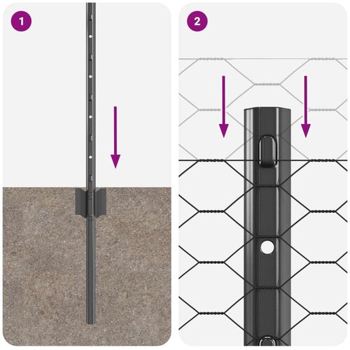 vidaXL ograjni stebri 11 kos U-kanal Siva 40 cm Jeklo, Šestkotna ograja Siva 0.4x50 m Jeklo Cene