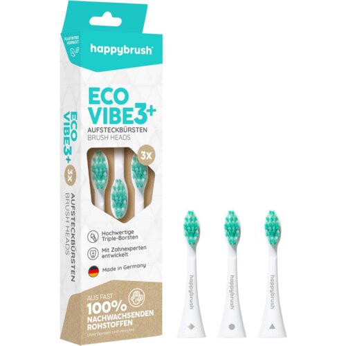 Happybrush ECO VIBE 3+ glave za električne zobne &amp;scaron;četke White - 1 set Slike