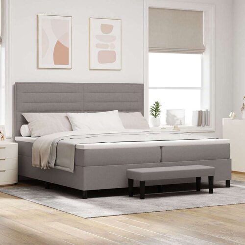 Box Spring Krevet s Madracem i Klupom Taupe 200x200 cm Tkanina Cene