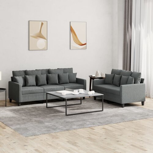  2-dijelni set sofa s jastucima tamnosivi od tkanine Cijene