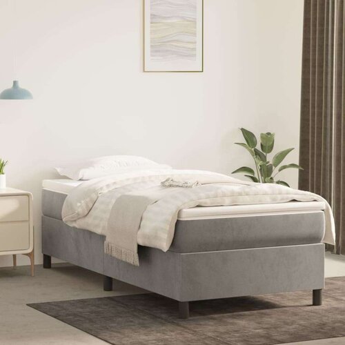 Box spring postelja z vzmetnico svetlo siva 90x200 cm žamet, (20723379) Cene