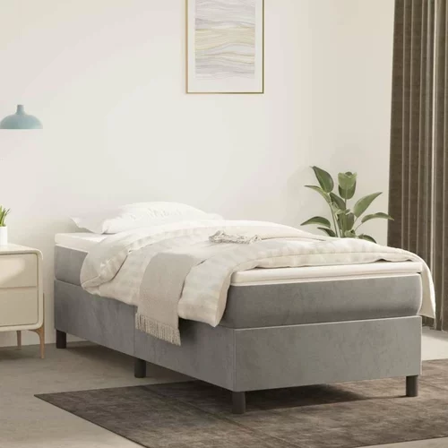 Box spring postelja z vzmetnico svetlo siva 90x200 cm žamet, (20723379)