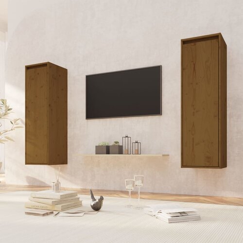 vidaXL Zidni ormarići 2 kom boja meda 30x30x100 cm od masivne borovine Cijene