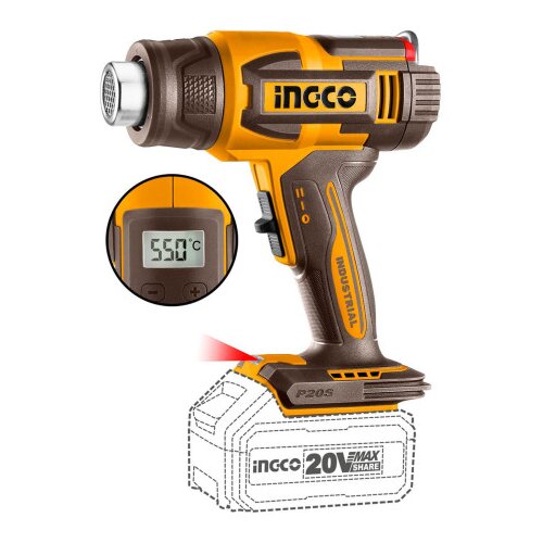 INGCO TOOLS Fen industrijski AKU 20V 30-550&deg;C sa dodacima bez baterije HGLI2003 Cijene
