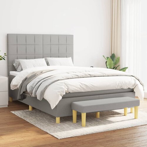 The Living Store Box spring postelja z vzmetnico svetlo siva 140x200 cm blago - Box Spring Postelja, (21521539) Slike
