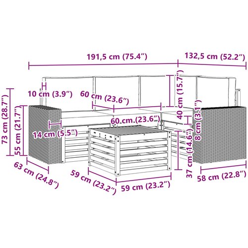  Set vanjskih sofa 5 kom. Prirodna i antracit Poliester Slike