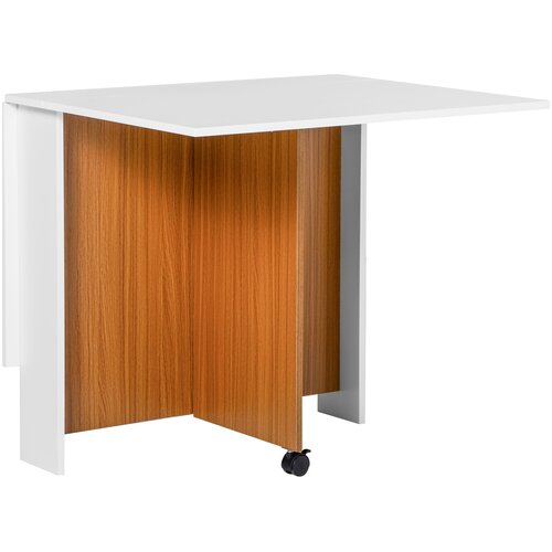 HOMCOM Jedilska miza iverna plo&scaron;ča 120D x 80&Scaron; x 73V cm bela+teak, (5000242581) Cene