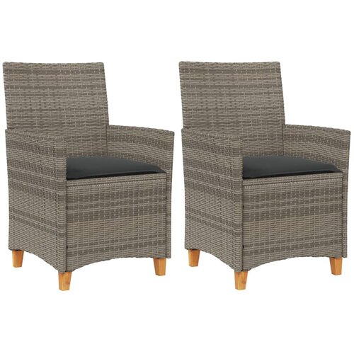 Maison Chic Vrtni stoli - Stol za vrt z blazinami 2 kosa siv poli ratan in trden les JS2155, (21876791) Slike
