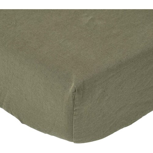 HOMESCAPES Khaki Zelenih Lanenih Ovitih Rjuh s 30 cm Globokim Robom, 140x190 cm, (20747630) Slike
