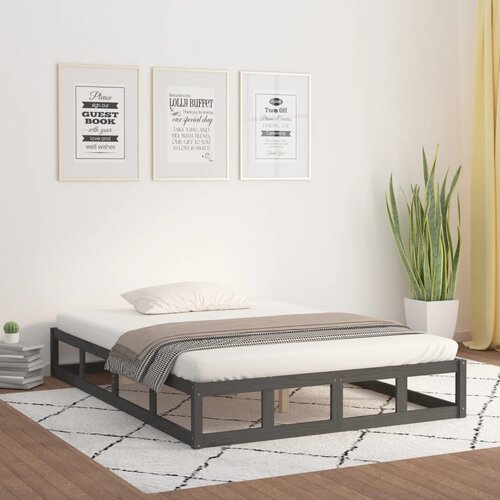The Living Store Posteljni okvir siv 135x190 cm trden les - Posteljni Okvir, (21526375) Slike