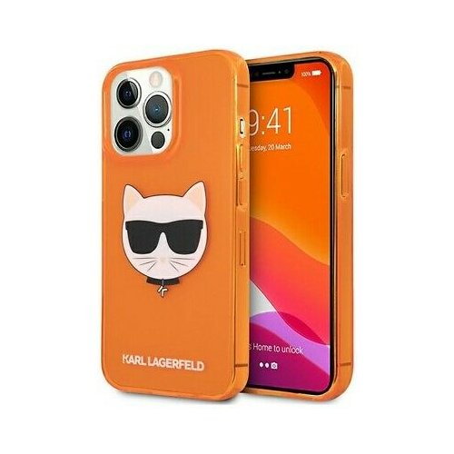 Karl Lagerfeld Originalen ovitek KLHCP13XCHTRO za iPhone 13 Pro Max oranžna silikonska za&amp;scaron;čita - Choupetts head Slike