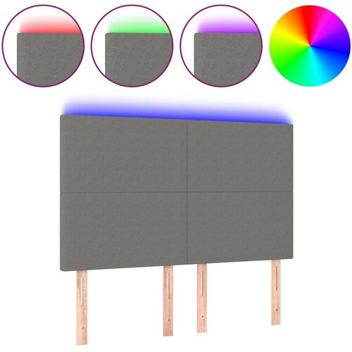 Maison Chic led posteljno vzglavje - vzglavna omarica - nočna omarica temno sivo 144x5x118/128 cm blago, (21711048) Cene