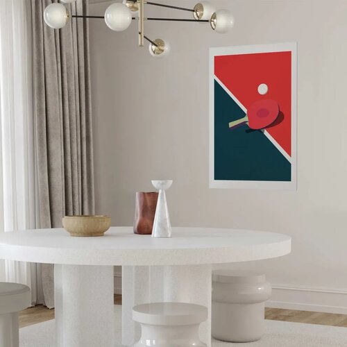  Plakat - Table Tennis - Ball and Racket on a Table 60x90 Bez okvira s margom Slike