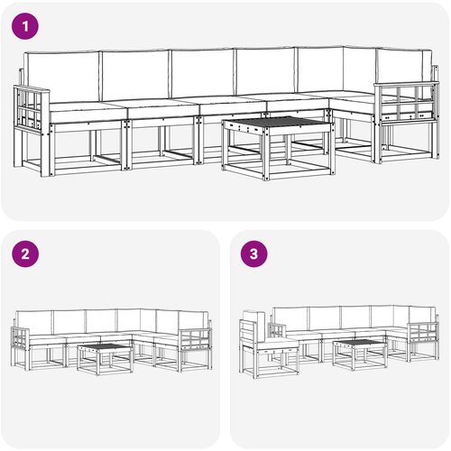  Set vanjskih sofa 7 kom. Bijela i bež Poliester Smeđa 59 x 59 x 37 cm Slike