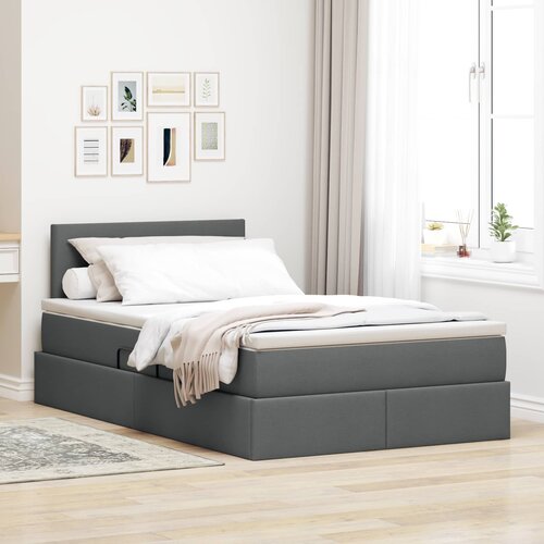  Krevet s prostorom za pohranu s LED-om Tamno siva 120 x 190 cm Cijene