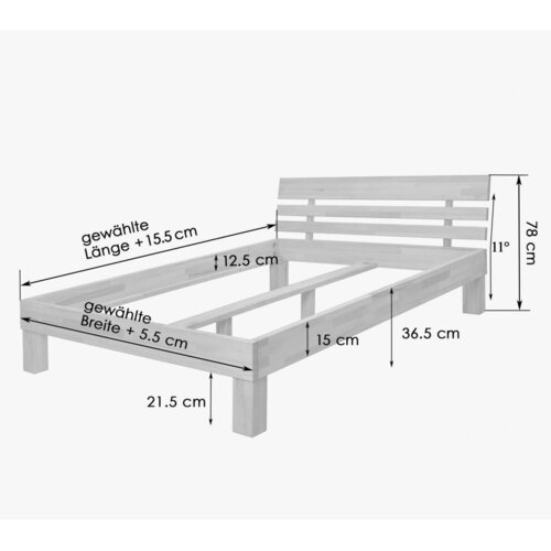MID.YOU postelja 140 cm x 200 cm , les bukev (jedrovina) Slike