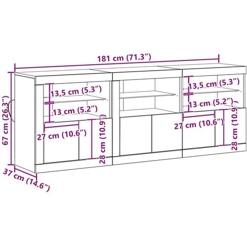  Sborg s LED svjetlima Staro drvo 181.5x37x67 cm Obrađeno drvo Slike