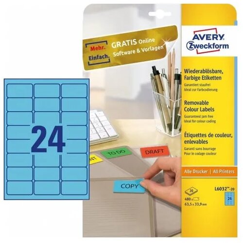 Avery Zweckform Odstranljive modre etikete 63,5 x 33,9 mm Cene