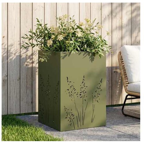 vidaXL Vrtna saksija Maslinastozelena 50 x 50 x 75 cm Čelična vrata - Maslinastozelena 50 x 50 x 75 cm 1 Cijene