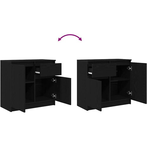  Komoda s ladicama crni hrast 71x35x65 cm konstruirano drvo Slike