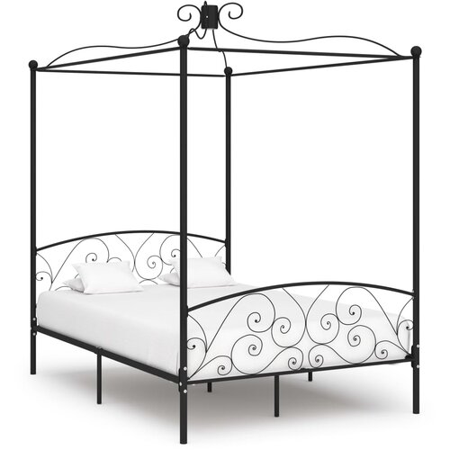 VidaXL okvir za krevet s nadstre&amp;scaron;nicom crni metalni 140 x 200 cm Slike