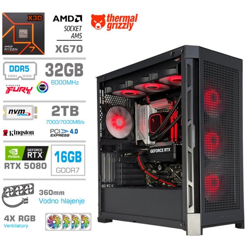 MEGA Računalnik TWR S11 R7-9800X3D/RTX5080/32GB-DDR5/2TB-4.0/1050W/Brez OS/črna RGB + Estetski napajalni kabli [Rdeča / Črna], (22134187) Slike