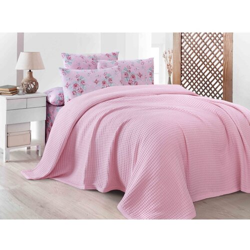 Mila Home Ružičasti pamučan prekrivač 220x240 cm Waffle – Cijene