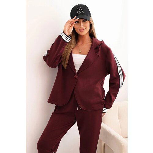 Kesi Włoski Women&amp;#039;s set with viscose, featuring piping and a sports blazer, burgundy Slike