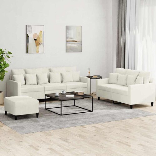  3-dijelni set sofa s jastucima krem bar&amp;scaron;unasti Slike