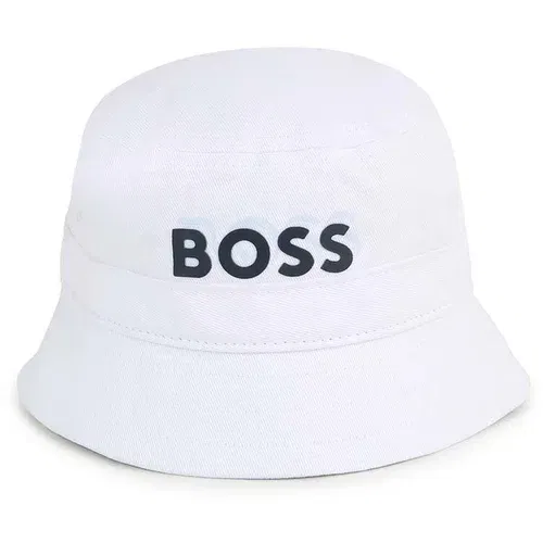 Boss Otroški bombažni klobuk bela barva