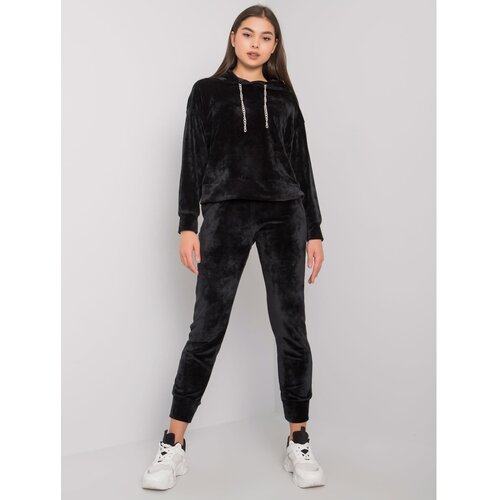 Fashion Hunters Black two-piece velor set Slike