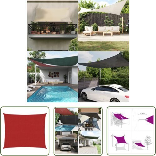  The Living Store Senčno jadro 160 g/m² rdeče 2,5x3 m HDPE - Senčno Jadro, (21743448) Cene
