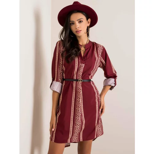 Fashion Hunters Patterned dress in burgundy color