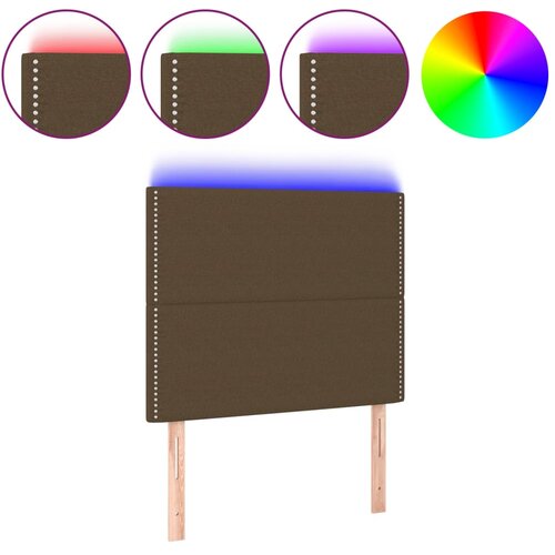 VidaXL LED posteljno vzglavje temno rjavo 80x5x118/128 cm blago, (20735114) Slike