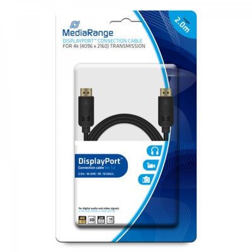 Mediarange Displayport kabel s pozlačenimi kontakti , 10 Gbit/s , 2M Slike