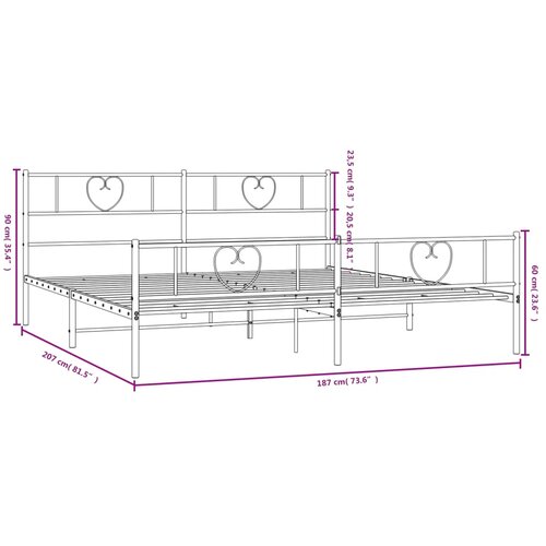  Metalni okvir kreveta uzglavlje i podnožje bijeli 180x200 cm Slike