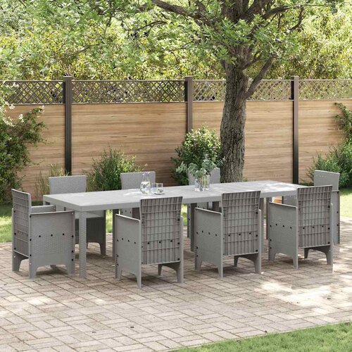  Stol za vrt Svjetlosiva 300 x 100 x 73 cm poliratan Slike