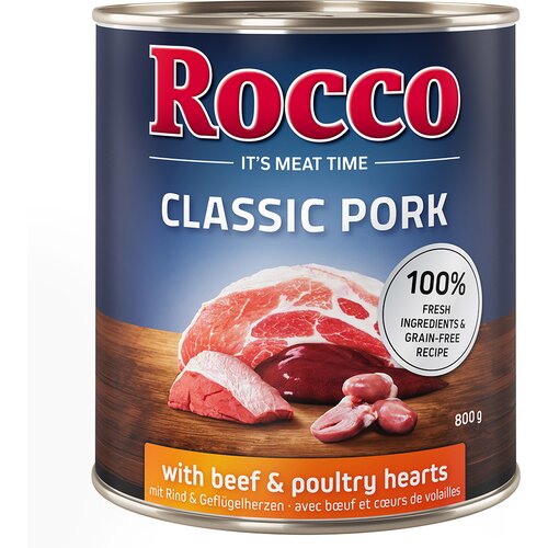 Rocco Classic Pork 6 x 800 g Svinjina z govedino in perutninskimi srci Slike