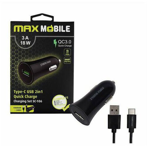 MM AUTO ADAPTER USB SC-106 QC 3.0 18WQUICK C.3A+TYPE C CRNI Cijene
