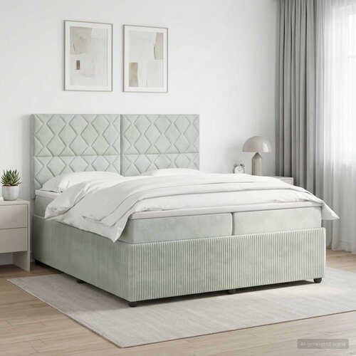  Boxspring krevet s madracem Svjetlosiva 200 x 200 cm Bar&scaron;un Cijene