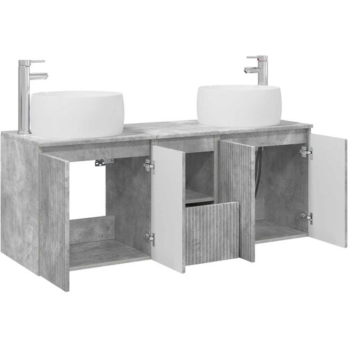  Set ormarića za kupaonicu 3 kom. Betonska siva 49,5 x 44,5 x 66 cm Slike
